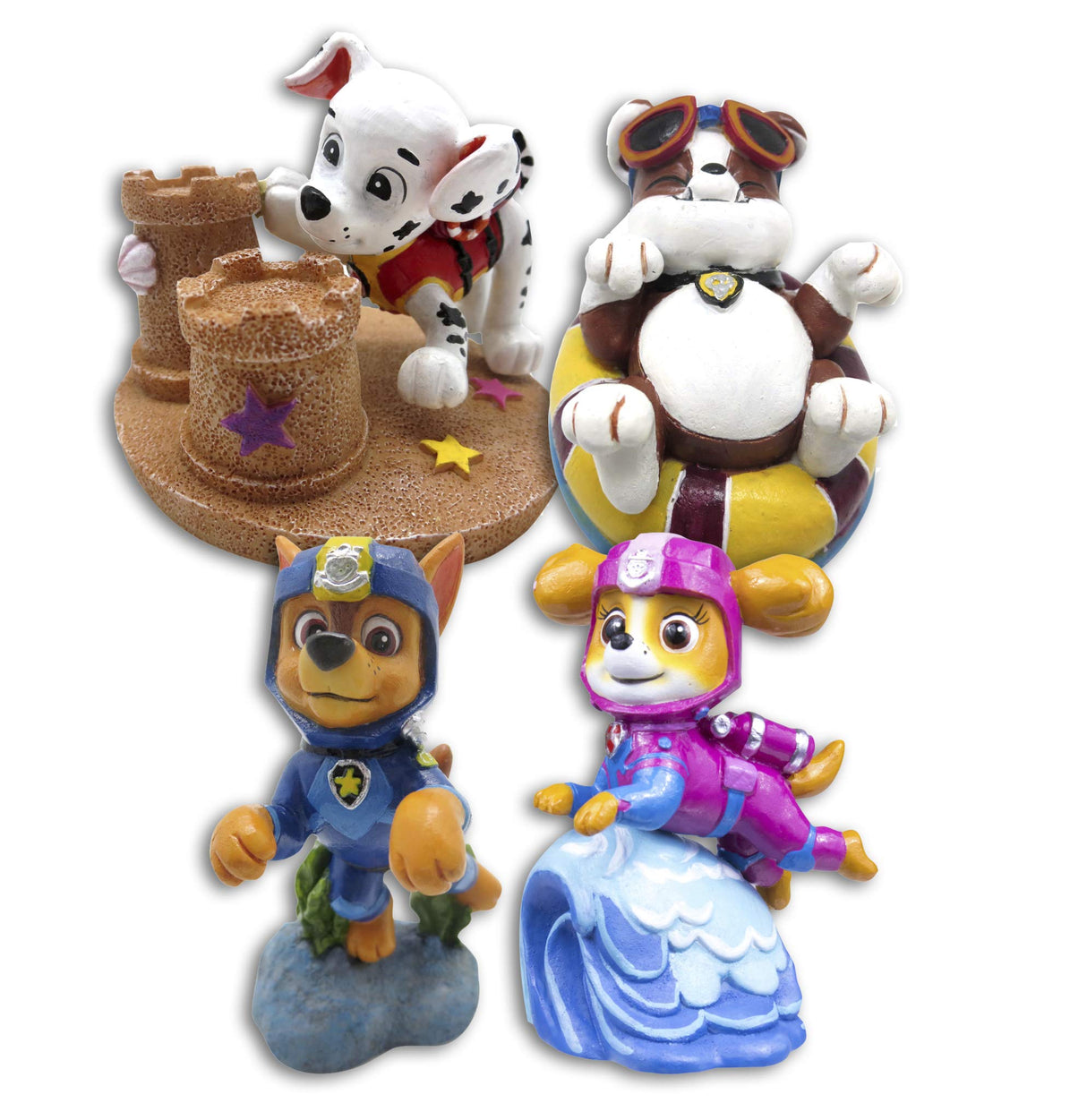 Penn-Plax Paw Patrol Aquarium Ornament Bundle, Safe for Both Freshwater and Saltwater Aquariums - Includes Chase, Marshall, Rubble, and Skye – 4 Pieces – Mini