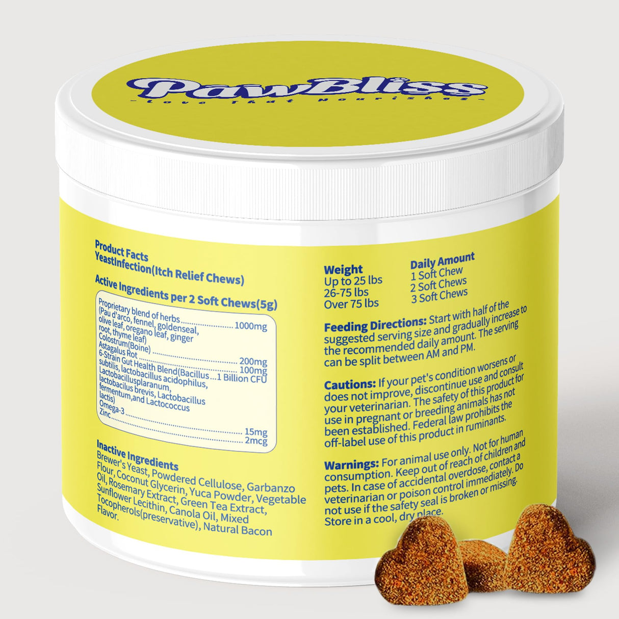 Yeast-Infection-Treatment for Dogs – Soothing Itchy Skin, Ears & Paws – Natural Relief with Omega-3, Collagen, PAU D’Arco & Apple Cider Vinegar – Dog Yeast-Infection Support Chews