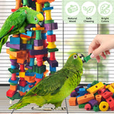 DBNESS Bird Toys for Parrots, 200 Pcs Colorful Multi-Shaped DIY Wooden Blocks Craft, Natural Parrot Chew Training Foot Toy for Amazon African Grey Cockatiels Conure Monk Parakeet