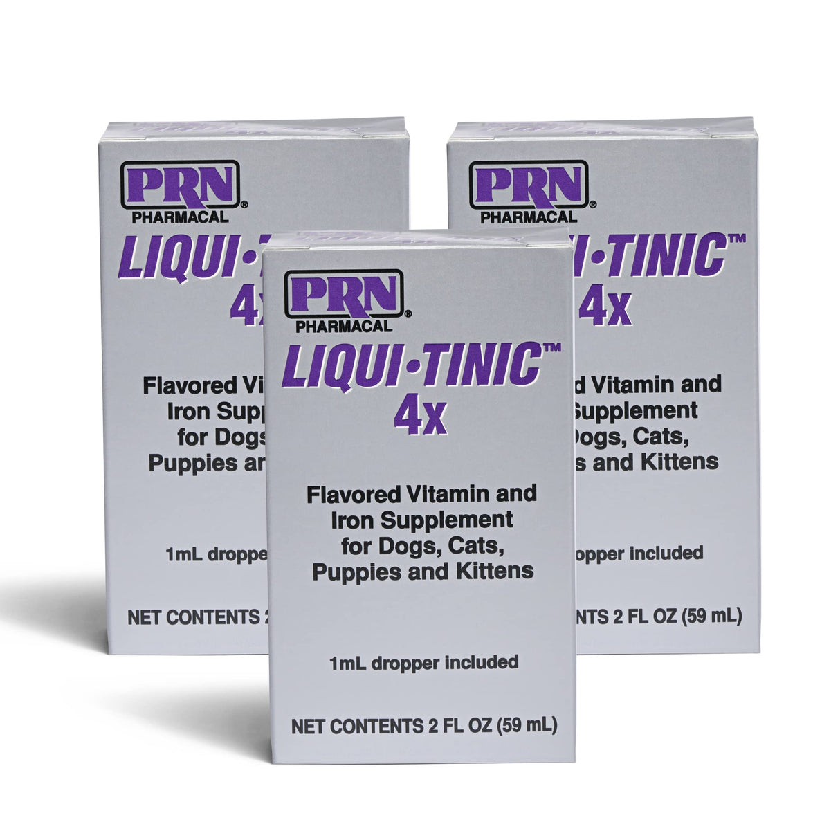 PRN Pharmacal Liqui-Tinic 4X - Iron & Vitamins Oral Nutritional Supplement for Pets- Liver-Flavored Supplement with Iron & B-Complex Vitamins to Support Wellness - 2 fl oz (3 Pack)