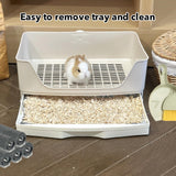 RUBYHOME Oversize Rabbit Litter Box with Drawer, Corner Toilet Box with Grate Potty Trainer, Bigger Pet Pan for Adult Guinea Pigs, Chinchilla, Ferret, Galesaur, Small Animals, 16.9 inch Long (White)