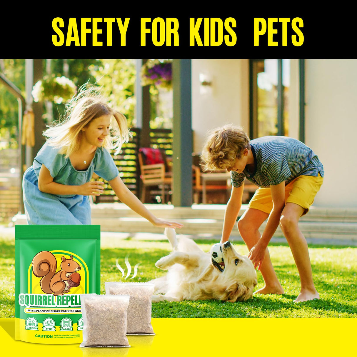 Squirrel Repellent Outdoor 12 Pouches, Chipmunk Repellent Outdoor for Bird Feeders, Natural Squirrel Deterrent Keep Squirrels Out of Garden Yard, Squirrel Repellent for Attic Cars Engines Roof