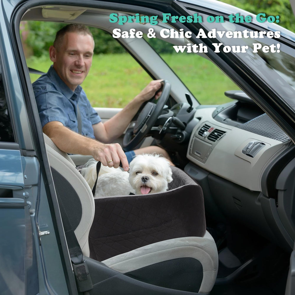 iPetba Dog Car Seat for Small & Medium Dogs - Crash-Protective, Non-Slip, Protects Car Interior, Detachable & Washable