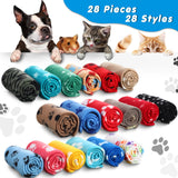 Chumia 28 Pieces Puppy Blanket Bulk Small Fleece Pet Blanket for Puppy Dogs Kitten Cats Pets Soft Warm Paw Print Sleep Mat Bed Covers, 28 Styles(23.6 x 27.6 Inch)