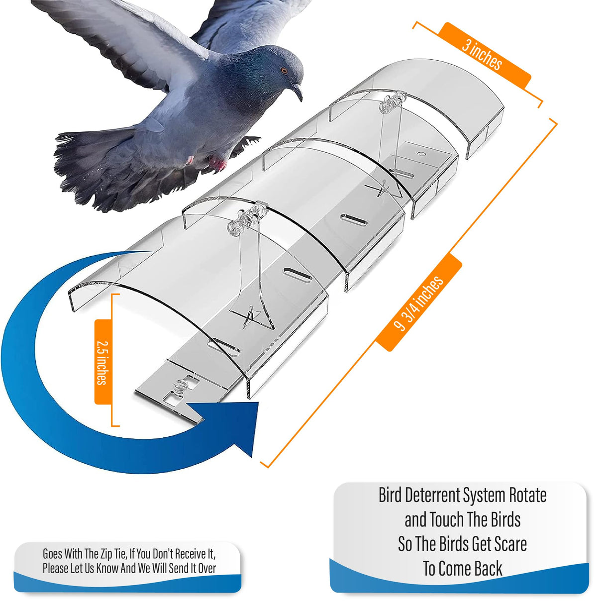 Petslandia Bird Deterrent System - Polycarbonate UV Resistant Pigeon Deterrent, Cruelty-Free Pigeon Proof, Long Lasting, Suitable for Balconies, Patios and Outdoors (39 in)