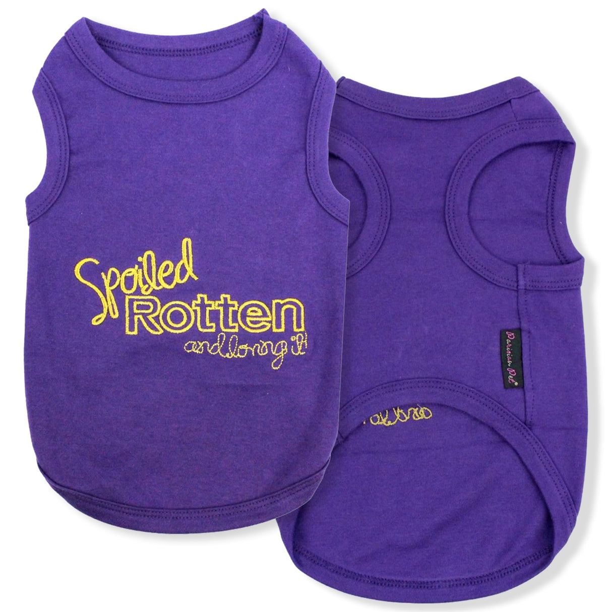 Parisian Pet Dog Shirt – 100% Cotton Shirts for Small Dogs – Sleeveless Spoiled Rotten Puppy Clothes – Lightweight and Breathable Dog Apparel – Funny Dogs Clothes - Stretchy Purple Pet T Shirts