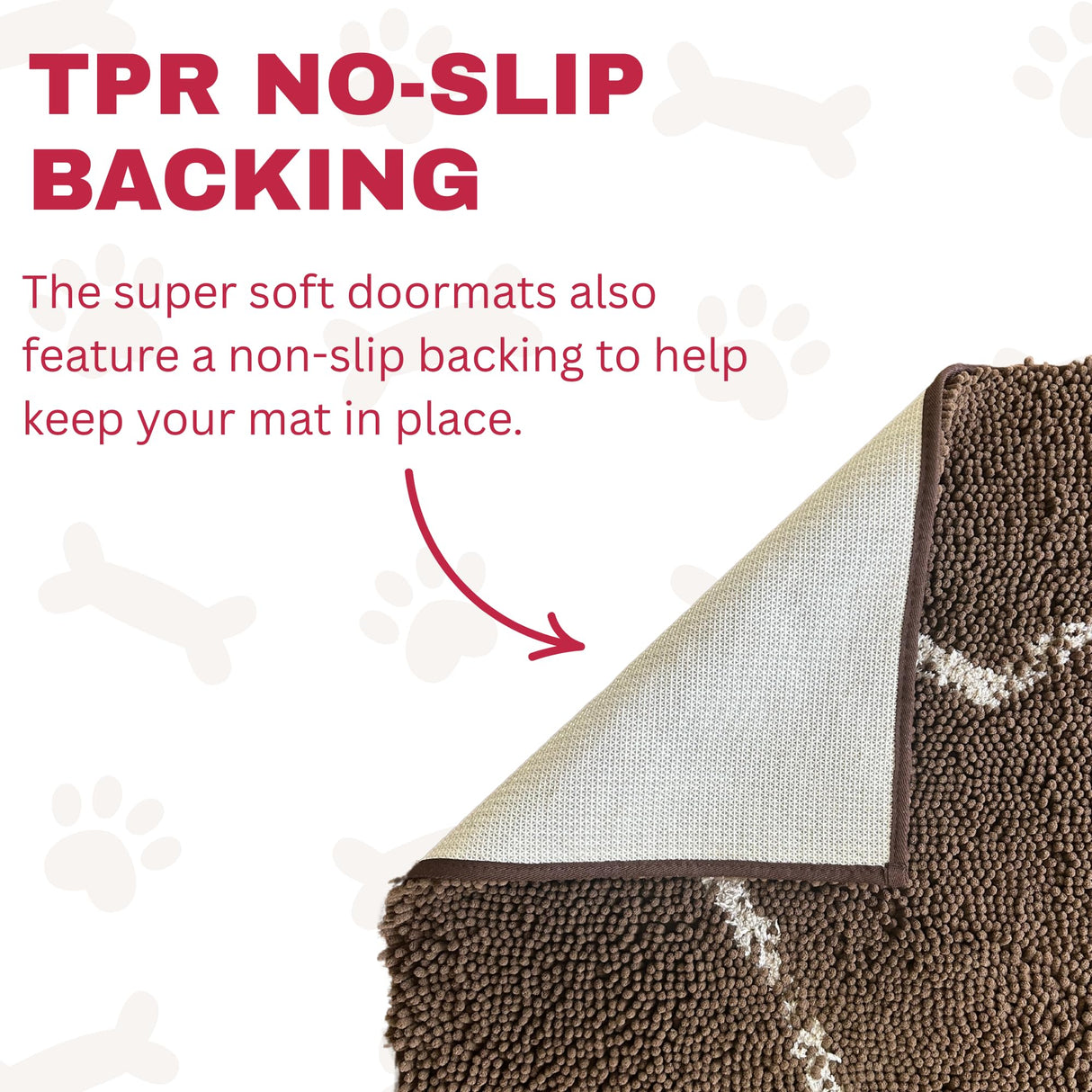 Soggy Doggy Doormat Plain Solid Color Design - Ultra Absorbent Microfiber Chenille Wet Dog Mat for Muddy Paws - Non-Slip and Machine Washable (Cranberry, Large 26” x 36”)