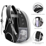 Bird Backpack Carrier, Travel Bird Cage for Small Medium Size Parrot Parakeet Budgies Cockatiel, Portable Clear Bubble Window Bag with Stainless Steel Tray Food Bolw Standing Perch (Black)