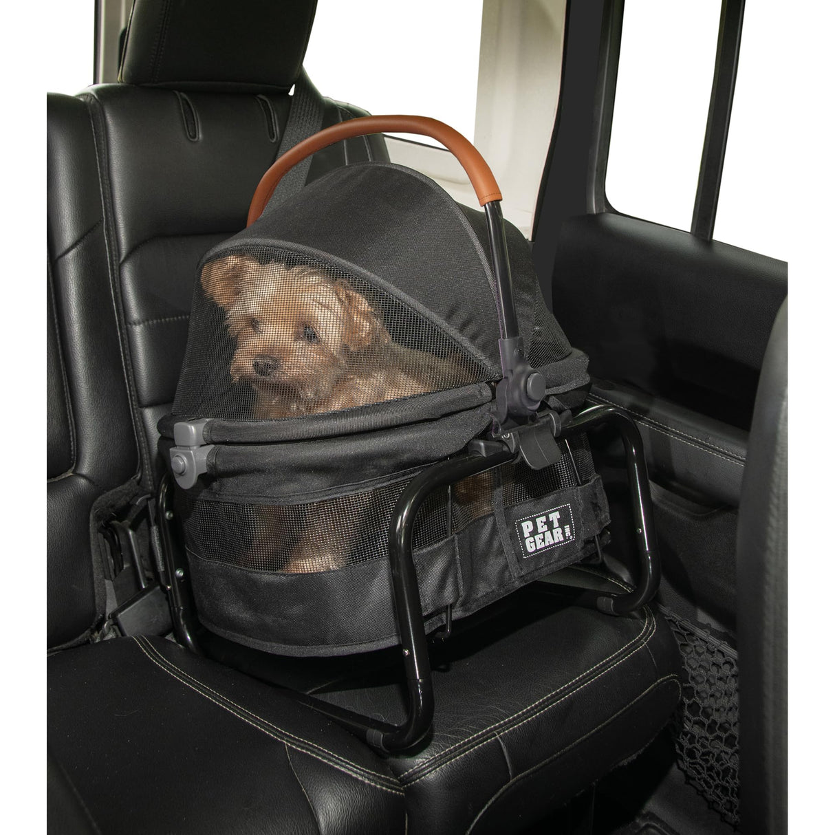 Pet Gear No-Zip View 360 Ultra Lite Pet Safety Carrier & Car Seat for Small Dogs & Cats Push Button Entry, 15", Onyx