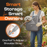 MOKARU Small Dog Sling Carrier Bag, Hands-Free Dog Carrier Sling with Safety Buckle, Breathable Mesh, Adjustable Strap, Padded Back, Storage Pockets, Pet Carrier for Dogs, Cats, Puppies up to 8–10 lbs