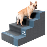 Dog Steps for Bed, 18" H Dog Stairs for Small Dogs, 4-Tier Pet Stairs with Washable Cover, Non-Slip Pet Steps for Dogs to Get On Bed