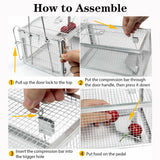 2-Pack Humane Rat Cage Traps, Live Mouse Rat Traps Catch and Release for Indoor Outdoor, Small Animals Traps, Easy to use, Pet Safe ( 10.6"x 5.5"x 4.5" )
