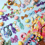 Reginary 120 Pcs Easter Dog Bandanas Bulk Dog Bows Set Bow Ties Cat Scarf Colorful Washable Triangle Pet Kerchief Cute Bib for Summer Small Medium Large Pets Grooming Accessories Costume