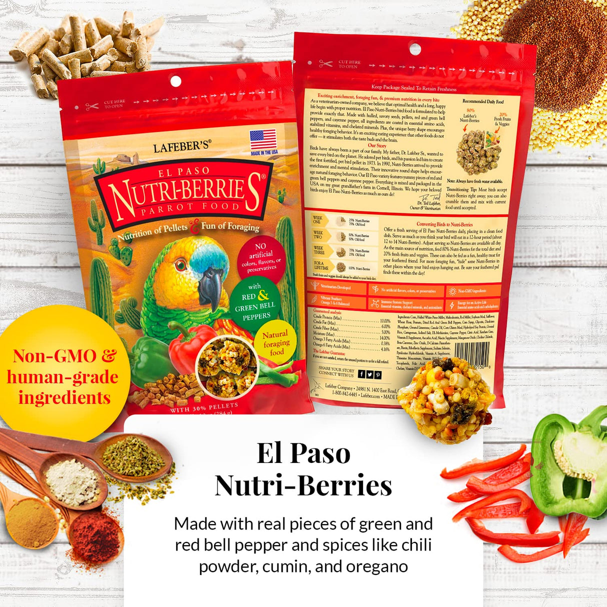 LAFEBER'S Gourmet Nutri-Berries Pet Bird Food Variety Sampler Bundles, Made with Non-GMO and Human-Grade Ingredients, for Parrots, 10 oz. Each (4 Pk Bundle)