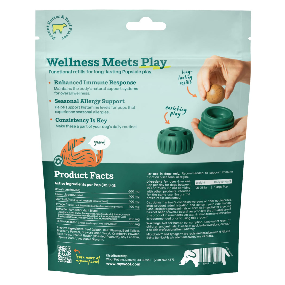 WOOF Pupsicle Refill Pops for Allergy Support for Dogs - Allergy Dog Treats for The Pupsicle Toy to Support Your Dog’s Natural Immune Defenses - Large Pops - 7 Count