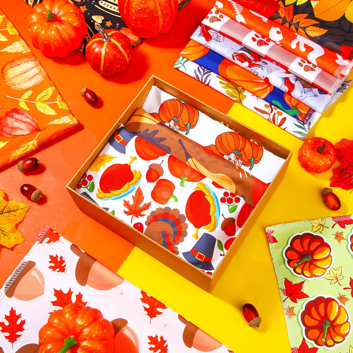 Locmeo 100 Pcs Fall Dog Bandanas Bulk Autumn Thanksgiving Day Dog Bandanas Adjustable Pumpkin Maple Leaves Pattern Pet Bibs Triangle Fall Thanksgiving Scarf Costume for Small Medium Pet Puppy(M)