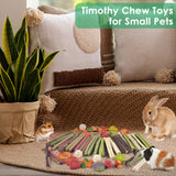 ERKOON 80PCS Bunny Chew Toys for Rabbits Teeth, Natural Rabbit Toys Apple Wood Sticks, Carrot, Timothy Grass Treats for Small Pets, Hamster, Chinchilla, Guinea Pig Dental Care and Treat Teething Toys