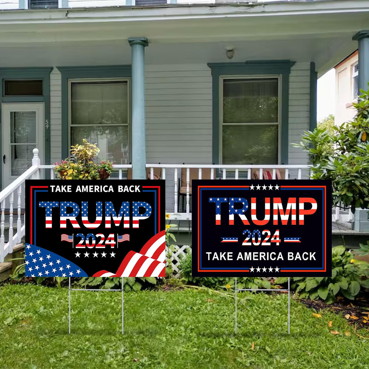 Trump 2024 Yard Signs with H-Stakes, 2PCS 16" X 12" Trump 2024 Take America Back Yard Signs, Placard Voted for Trump Outdoor Lawn Yard Garden Decoration