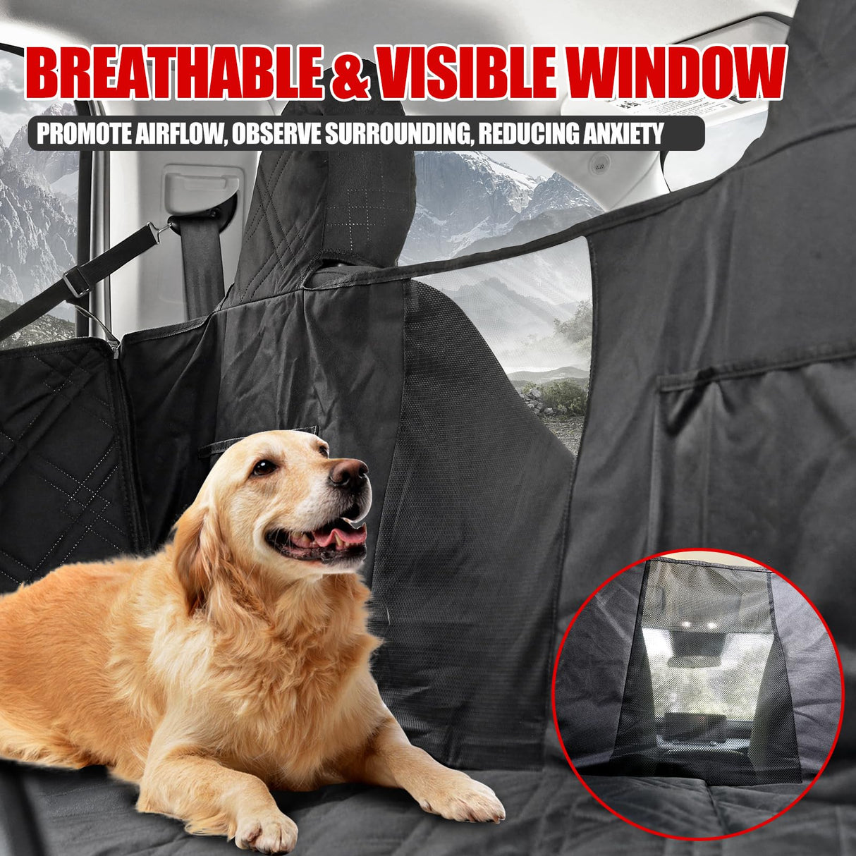 Mabett Dog Seat Covers for Ford Maverick 2025 2024 2023 2022 Accessories, Back Seat Hammock Extender for Pets Include Door Sides and Headrests Protection-Hard Bottom Support 600D Oxford Cloth