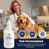 Dog Eye Drops, Cataract Eye Drops for Dogs, Daily Eye Care for Moisture, Comfort & Cleanliness, Tear Stain Support, Lubricating Ophthalmic Solution & Sodium Hyaluronate, Gentle Formul -50ML