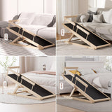 Chuiendi Dog Ramp for High Bed, Couch, Car, Pet Ramps 55.12" Long Adjustable 19.3"-27.17" Wooden Dog Step with Anti-slip Rubber Mat & Safety Side Rails for Small Medium Large Older Pets, up to 250 lbs