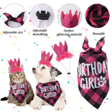 HACRAHO Dog Birthday Bandana Hat Set，1 Set Puppy Birthday Party Supplies for Girl Dogs Dog Birthday Decorations with Birthday Numbers Pet Party Hats Scarf Banner Set for Small Medium Dogs(Red)