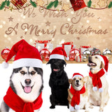 Weewooday 12 Pcs Mini Christmas Pet Santa Hat Scarf Set Adult Xmas Small Animal Tiny Santa Hat with Adjustable Chin Strap for Chicken Cat Dog Hamster Guinea Gift(Large,Classic Style)