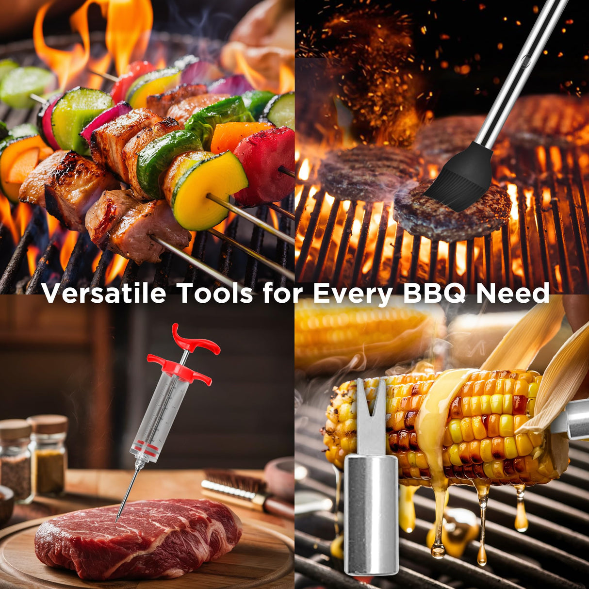 Kaluns 32 Psc Grilling Accessories, Dad Gifts for Fathers Day, Heavy Duty Stainless Steel Grill Set BBQ Grill Accessories for Outdoor Grill with Aluminum Case and Apron, Best Gifts for Men