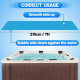 MADHOLLY Spa Hot Tub Cover for Heat Retention - 7×7FT Square 16-Mil Heavy-Duty Bubble Solar Blanket for Preventing Water Evaporation, Easy to Cut and Clean (210 × 210 CM)