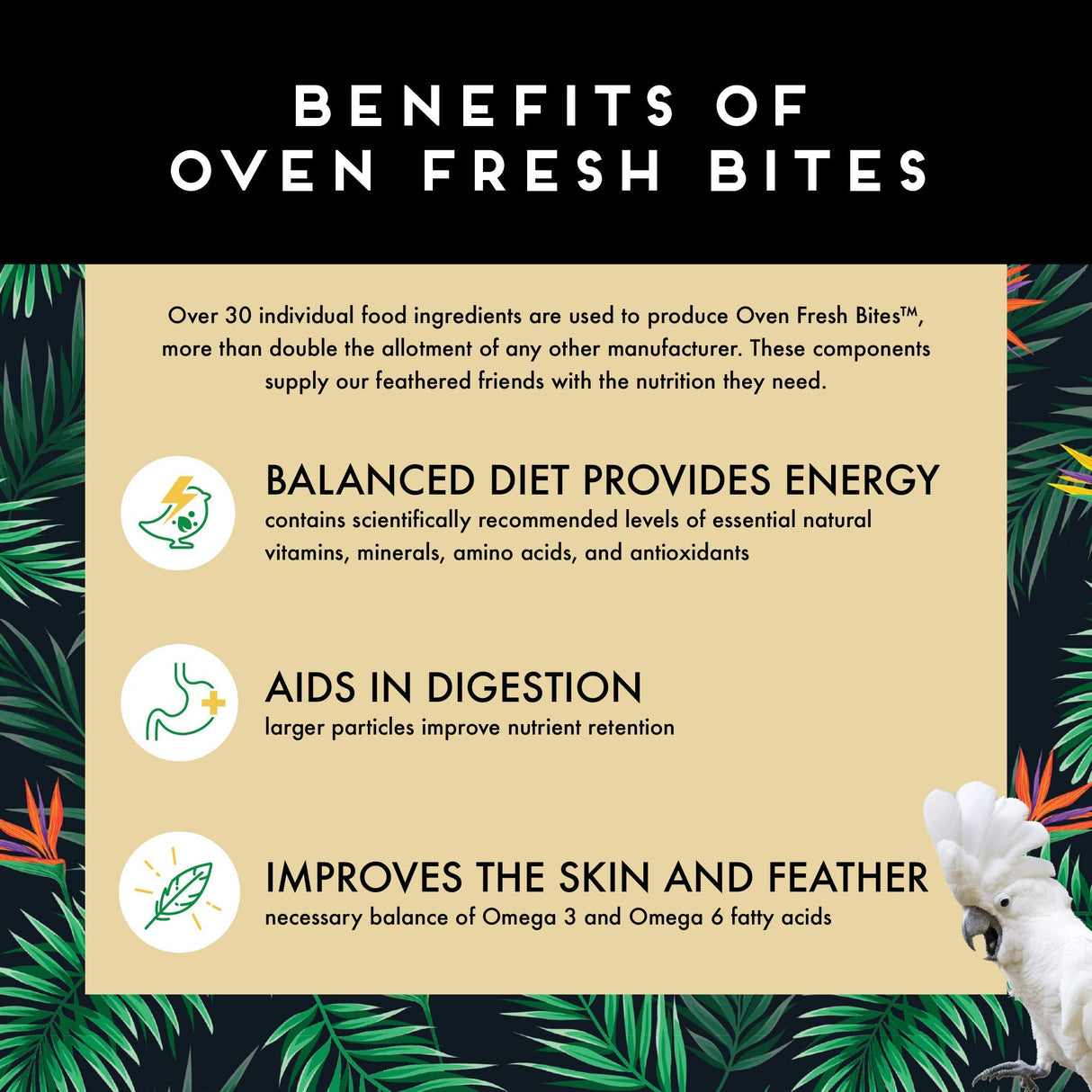Oven Fresh Bites Natural Baked Avian Diet, All-Natural Bird Food, Whole Grain, Medium Parrot, 28 Oz