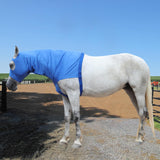 Gallopoff Horse Slinky Hood with Zipper, Stretch Spandex Sleazy Hood for Mane Protection, Breathable Horse Neck Cover for Show Prep, Braids Saver, Sleek Grooming Under Blanket Use Blue Medium