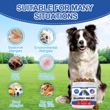 Dog Allergy Chews 180PCS Omega 3 Fish Oil Anti-Itch Treats Skin & Coat Supplement with Colostrum Probiotics Dog Itching Skin Relief Dry Skin Itchy Licking Seasonal Allergies Immune Support