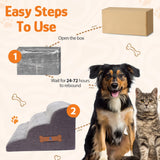 Dog Stairs for Small Dogs, 3-Step Dog Ramp for Bed Chair and Couch, Pet Stairs for Cats with Durable Non-Slip Waterproof Cover, Indoor Pet Steps, Comfortable, Grey