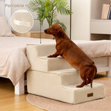 Aodisman Dog Stairs for Bed 18.5" H, 4-Step Dog Steps for Small Dogs and Cats, Indoor Non-Slip Balanced Pet Stairs are Suitable for Puppy, Older Cat,Beige
