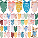 50 Pack Dog Bandanas Bulk Summer Spring Flower Dog Bandanas Pet Costume Dog Outfit Holiday Washable Scarf Pets Triangle Head Scarfs Bandanas Puppy Floral Dog Bibs for Girl and Boy