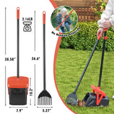 TIMINGILA 36" Pooper Scooper Swivel Bin & Rake with 100 Dog Poop Bags,Adjustable Long Handle for No-Bend Cleanup,Portable Non-Breakable Dog Poop Scooper for Large Medium Small Dogs