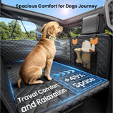 REEVAA Dog Truck Seat Cover for Back Seat, Hard Bottom Dog Hammock for Car, Pet Bed Extender for 2-4 Large Dogs, Waterproof Seat Protector, Universal XL Size Fits for Crew Cab Truck/SUV, Black+Orange