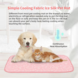 NWK Pack of 4 Pet Cooling Mat - Ice Silk Cooling Mat for Dogs & Cats Portable & Washable Pet Cooling Blanket, Car Seats, Beds for Summer (4pcs, Pink Cat, 27’’ X 20’’ X 0.3)