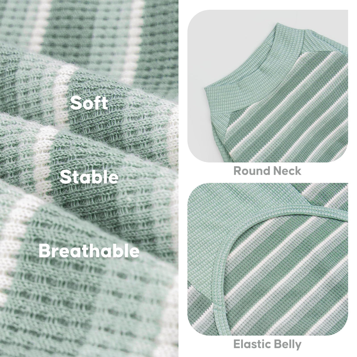 KYEESE 2Pack Waffle Dog Shirt with Sleeves, Lightweight Dog T Shirts for Small Medium Dogs Boy Girl, Breathable Pet Tee Shirts Soft Dogs Clothes for Daily Wear, Green+Striped, XL