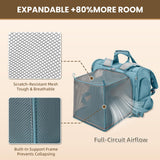 Lollimeow Expandable Cat Carrier Backpack for Large Cats - Airline Approved Pet Carrier Backpack for Small Dogs, Hiking & Travel, Waterproof with Breathable Mesh, 14lbs Capacity (Polar Blue, Standard)