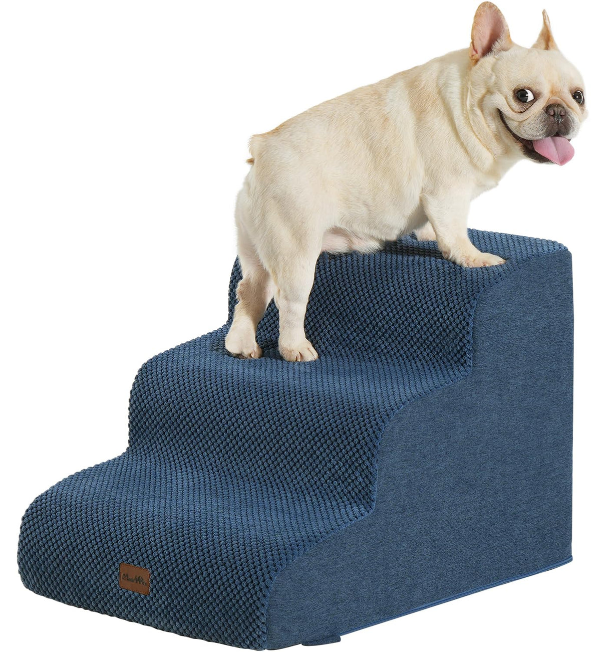Made4Pets Dog Stairs Ramp for Small Dogs 15.7" H, 3-Step Dog Steps for Bed Couch Sofa and Chair, 35D Foam Pet Steps for Small Dogs and Cats, Non-Slip Bottom Pet Stairs, Navy