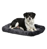 MidWest Homes for Pets Dog Bed – Gray Faux Fur Bolster, Ultra-Soft and Machine Washable, Fits 24-Inch Crates and Carriers, for Small Dogs and Cats
