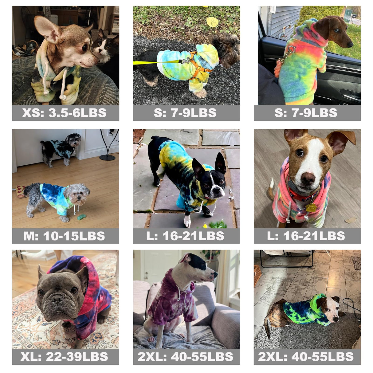 Mklhgty Tie Dye Dog Hoodie, Winter Coat for Small Dogs - Ultra-Soft Adjustable Warm Hood, Breathable Comfort Fabric for Daily Use