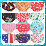 EXPAWLORER Holiday Dog Bandanas - 12 Pack Pet Bandana for Whole Year, Festival Puppy Scarf Dog Handkerchiefs Halloween Christmas New Year Birthday Triangle Bibs for Small Medium Large Breeds, Large