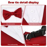 Dog Wedding Outfit Stylish Suit Bow Tie Costume Cold Weather Warm Flannel Lining Christmas Party Formal Tuxedo (Burgundy,L)