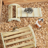 CooShou Chicken Perch Roosting Bar Jungle Gym Wooden Arch Bridge Platform Stand Ladder 3in1 Climbing Ramp Toys for Chick Hamsters Gerbils Mice Rodent and Small Animals