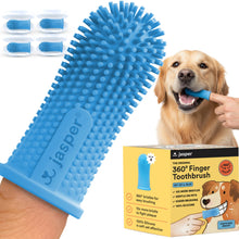 Load image into Gallery viewer, Jasper Dog Toothbrush, 360 Degree Dog Tooth Brushing Kit, Cat Toothbrush, Canine Dental Care &amp; Teeth Cleaning Kit, Pet Finger Tooth Brush, Use with Pet Toothpaste, 4-Pack Blue
