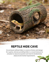 Magnetic Crested Gecko Hide - Resin Hollow Log Cave, Reptile Hide Cave, Reptile & Amphibian Habitat Hideouts, Aquariums & Terrariums Decor
