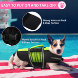 Queenmore Dog Life Jacket Lifesaver Preserver High Buoyancy with Emergency Grab Handle for Small & Medium Dogs Green, Large