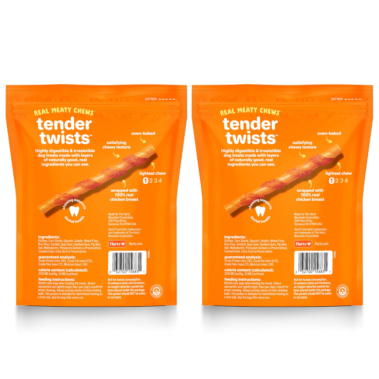 Hartz Oinkies Tender Twists with Real Chicken Breast Rawhide-Free Dog Treats, Highly Digestible Dog Chews, 72 Count